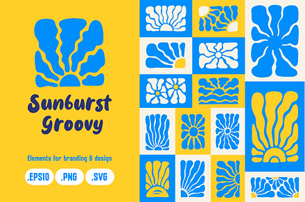 Sunburst Groovy Design Element Set