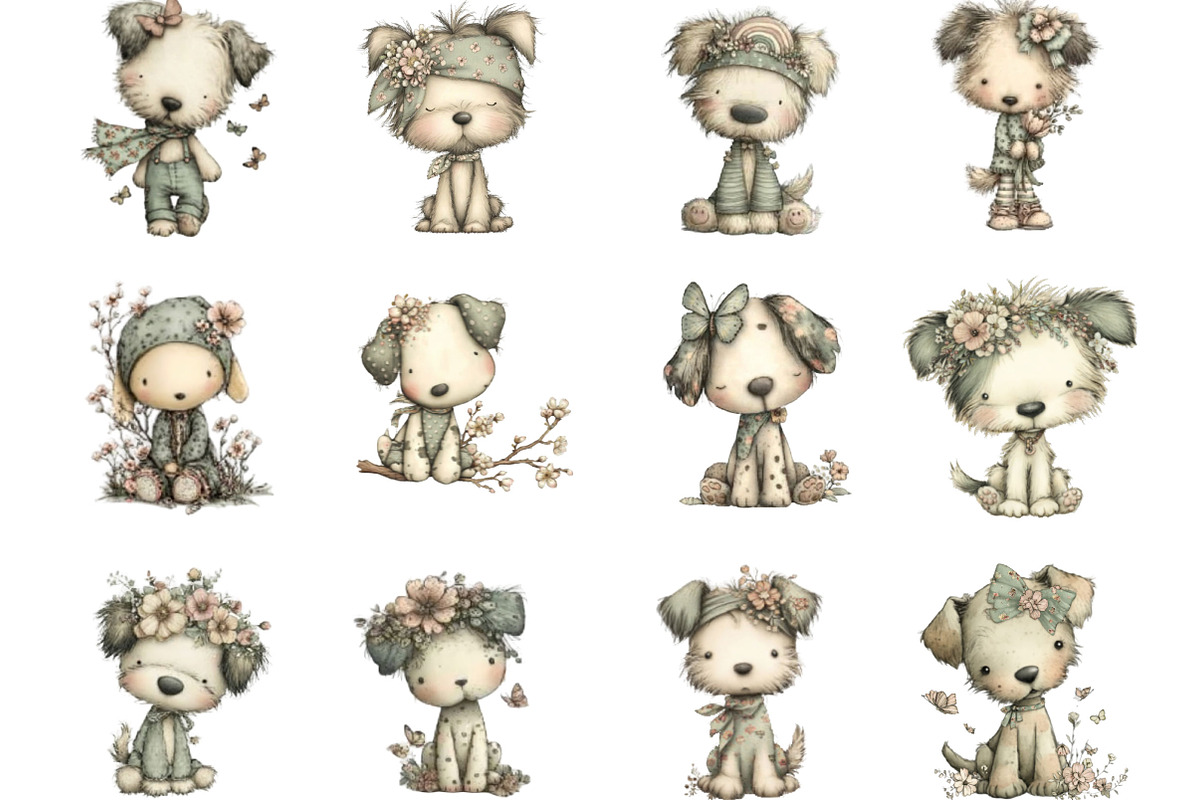 Whimsical Spring Dogs Clipart, an Illustration by Designking (Photo 3 of 5)