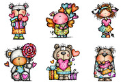 cute valentine animals clipart, an Illustration by CreationArt (Thumbnail 5 of 5)