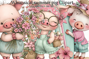 Whimsical summer pig Clipart, an Illustration by Designworld