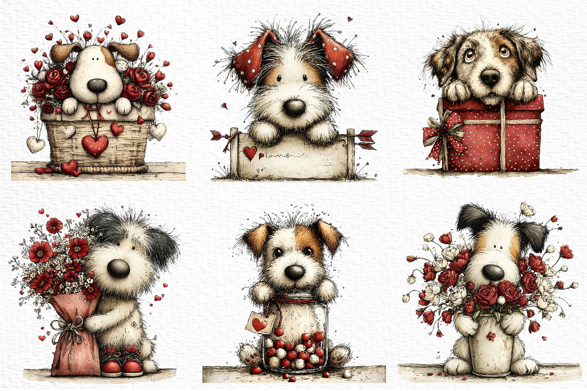 Funny Valentine Peeking Dog Clipart, an Illustration by Craft Nest (Photo 4 of 11)