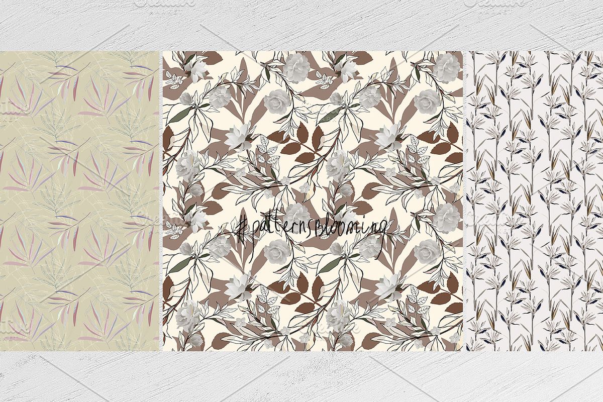Ivory floral seamless vector pack, a Pattern Graphic by PatternsBlooming
