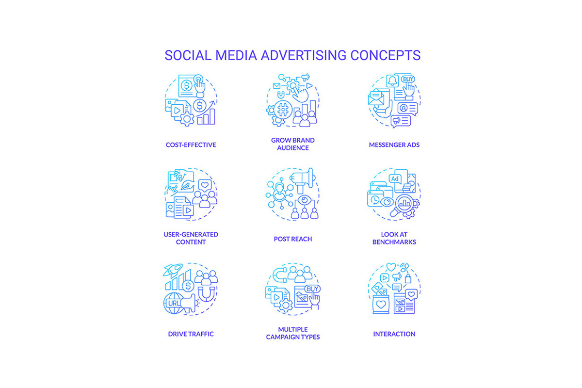Social media advertising blue, an Icon by IMG Visuals