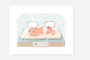 Newborn baby inside incubator box, a Healthcare Illustration by Good Studio (Thumbnail 3 of 3)