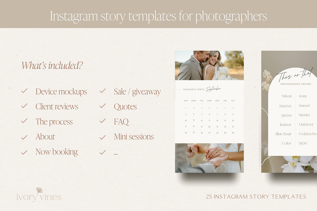 Neutral Instagram story templates, a Social Media Template by Wonderlik Webdesign (Photo 6 of 10)