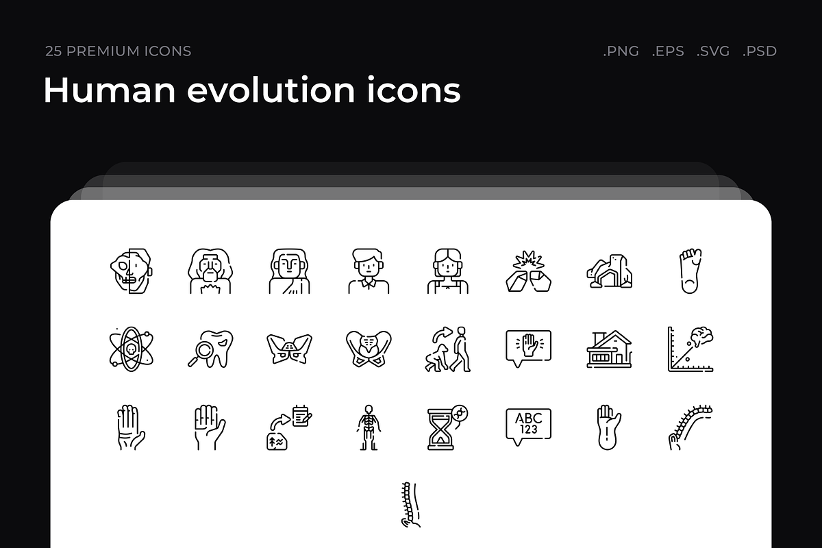 Human evolution icons, an Outline Icon by Wencory