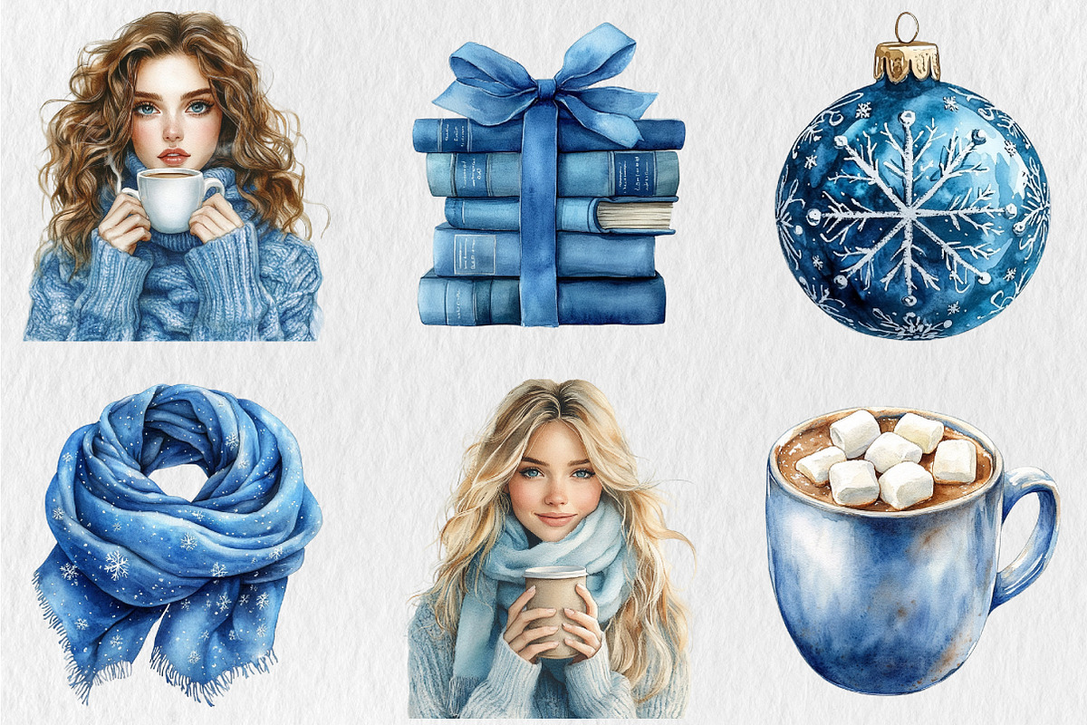 Watercolor Winter Planner Clipart, a Seasonal Illustration by Rose Art (Photo 4 of 4)