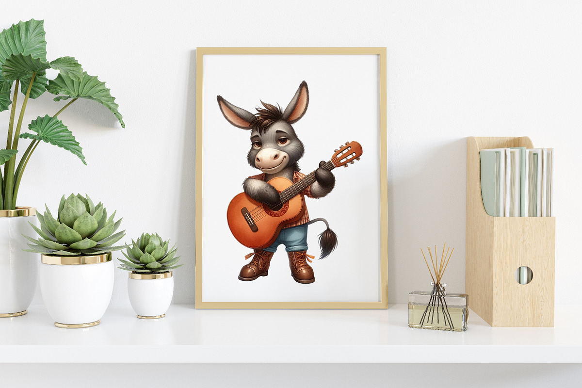 Watercolor Funny Donkey Clipart, an Illustration by Canvas Craft (Photo 4 of 7)