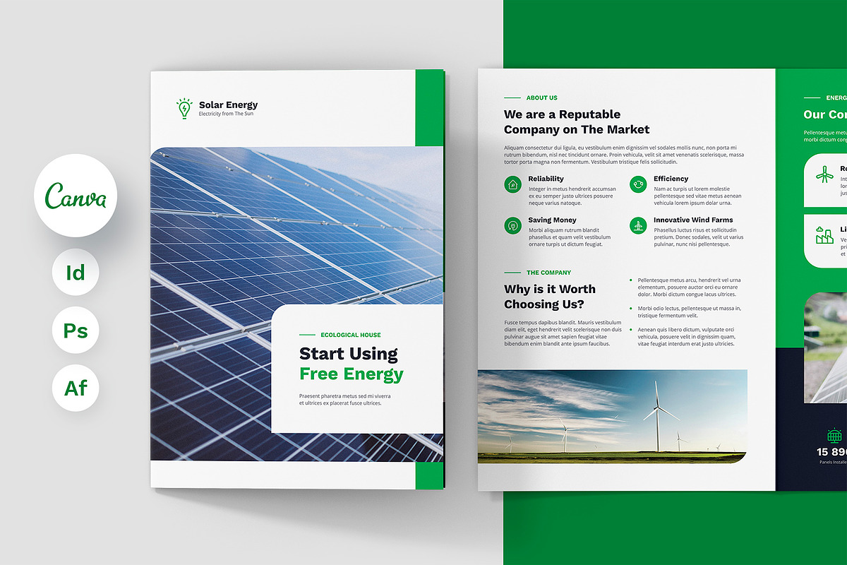 Solar Energy Brochure Bi-Fold Canva, a Brochure Template by artbart (Photo 1 of 8)