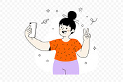Young Girl Selfie with Sparkles, a Person Illustration by Partikusi Design (Thumbnail 3 of 3)