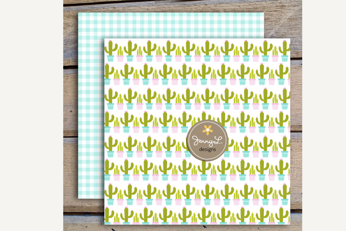Cactus Digital paper and Clipart, a Pattern Graphic by JennyL Designs (Photo 3 of 4)