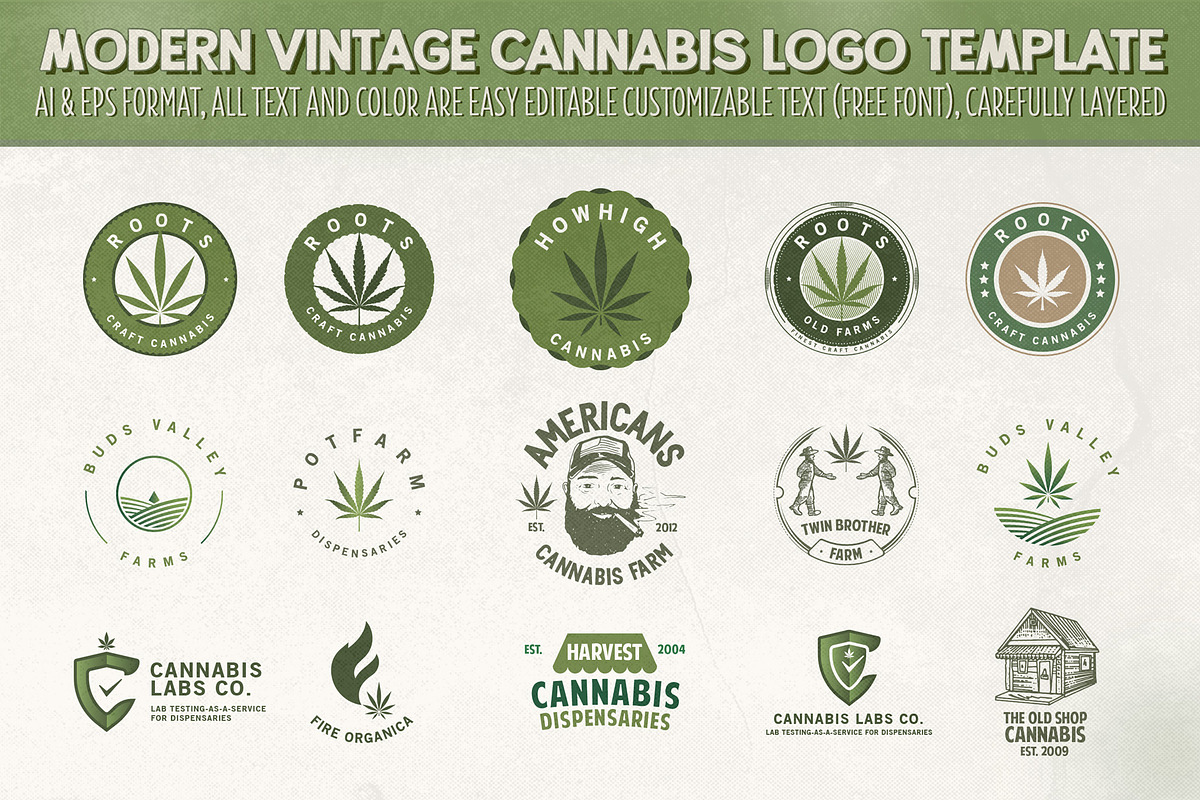 Modern Vintage Cannabis Logo, a Branding & Logo Template by The Design For Co. (Photo 1 of 4)