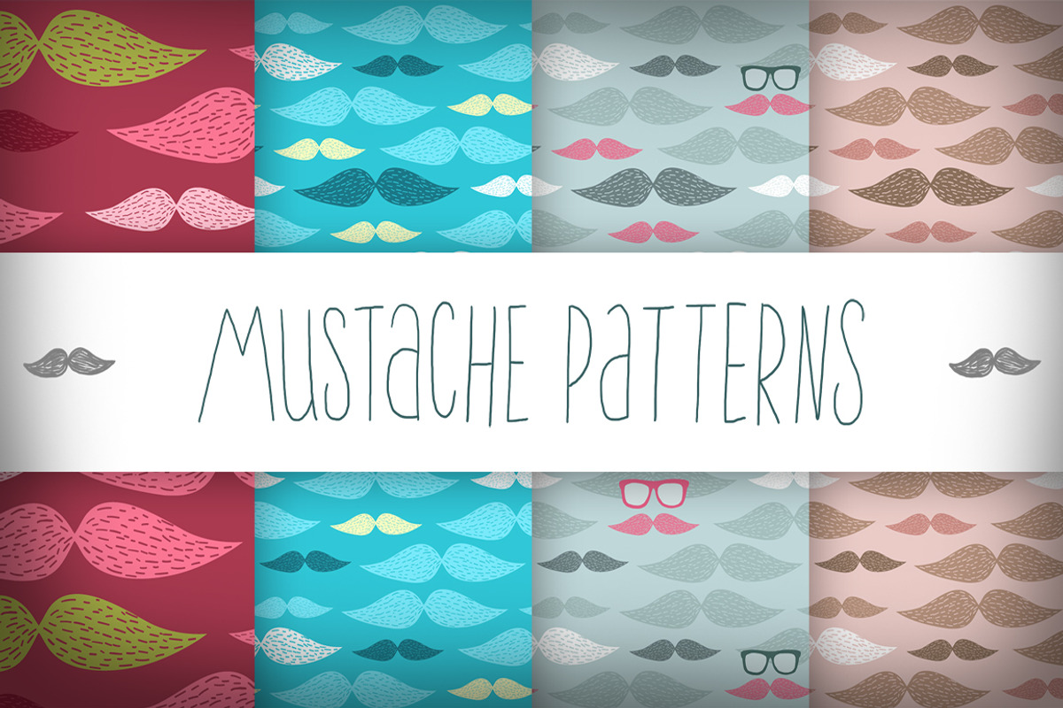 Mustache patterns, a Pattern Graphic by kostolom3ooo