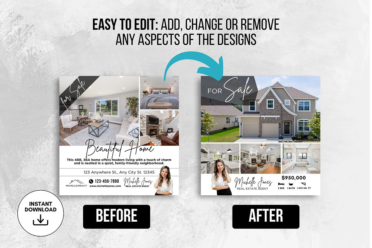 Real Estate For Sale Instagram Posts, a Social Media Template by CreativeVinesStore (Photo 5 of 6)