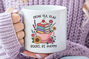 Drink Tea Read Books Be Happy Png, an Illustration by Daily.Designs (Thumbnail 3 of 5)