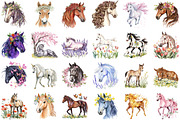 Watercolor Spring Horses Clipart, an Illustration by Sublimation Artist (Thumbnail 2 of 6)