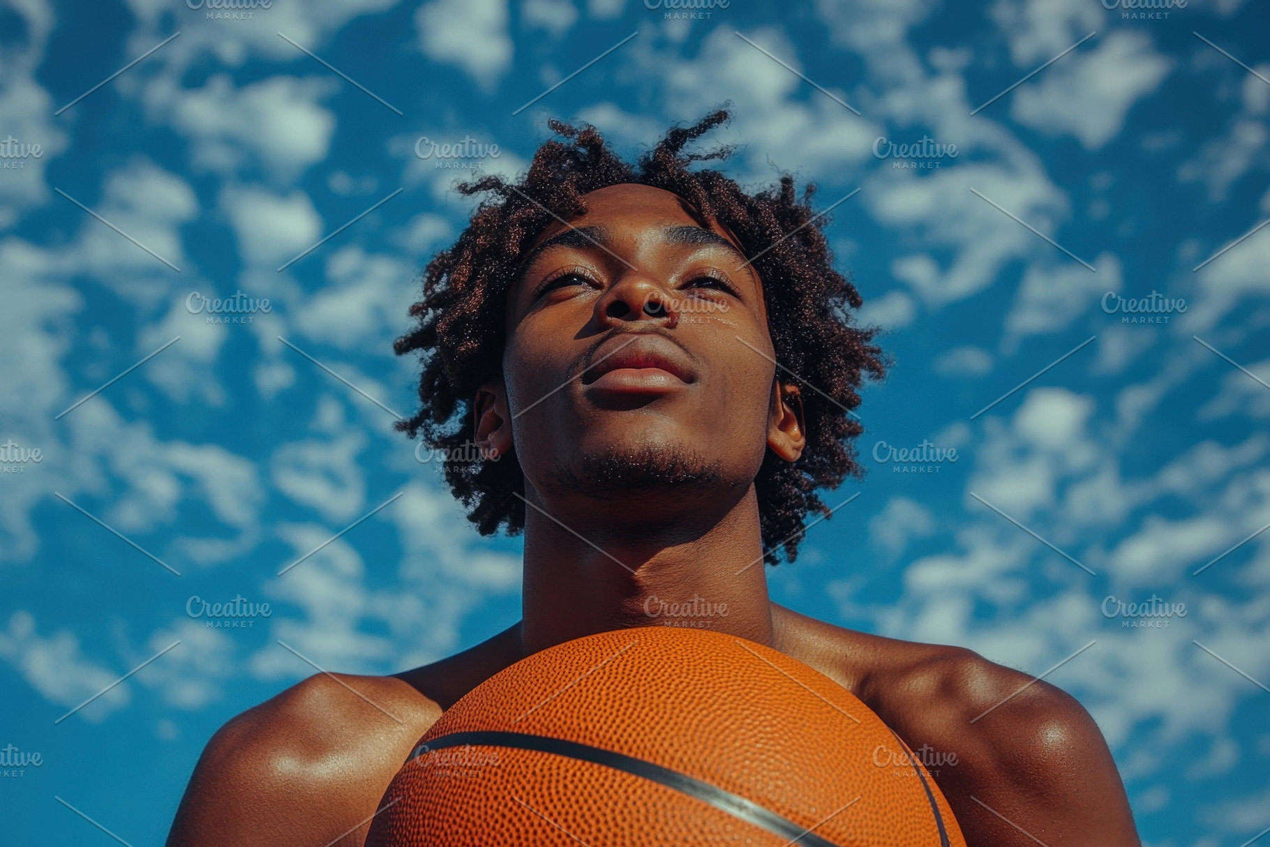 Young athlete poses confidently with, a Photo by Tanuart
