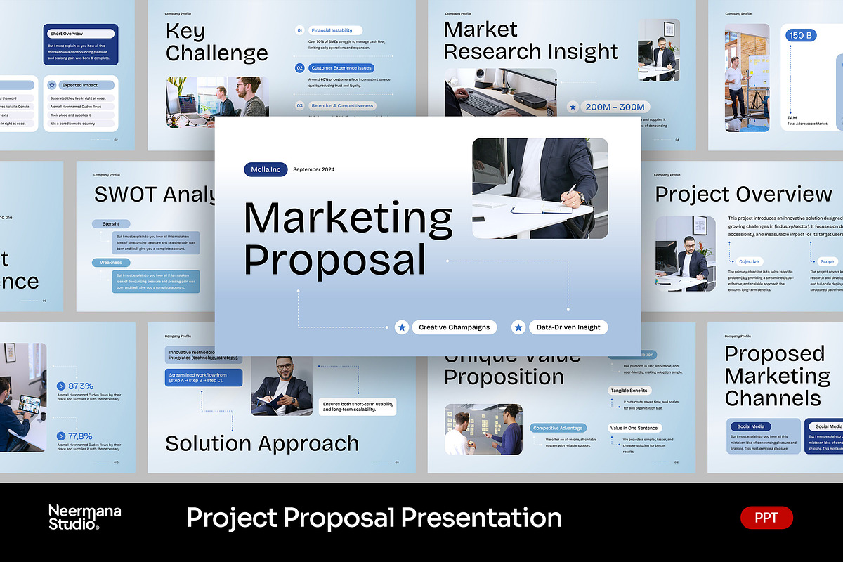 Navy Gradient Project Proposal PPT, a Presentation Template by Neermana (Photo 1 of 4)