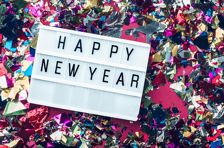 Happy new year lightbox on colorful