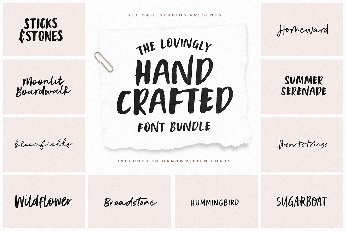 The Hand Crafted Font Pack, a Script Font by Sam Parrett (Photo 1 of 8)