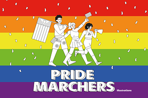 Pride Marchers, a Seasonal Illustration by Lu