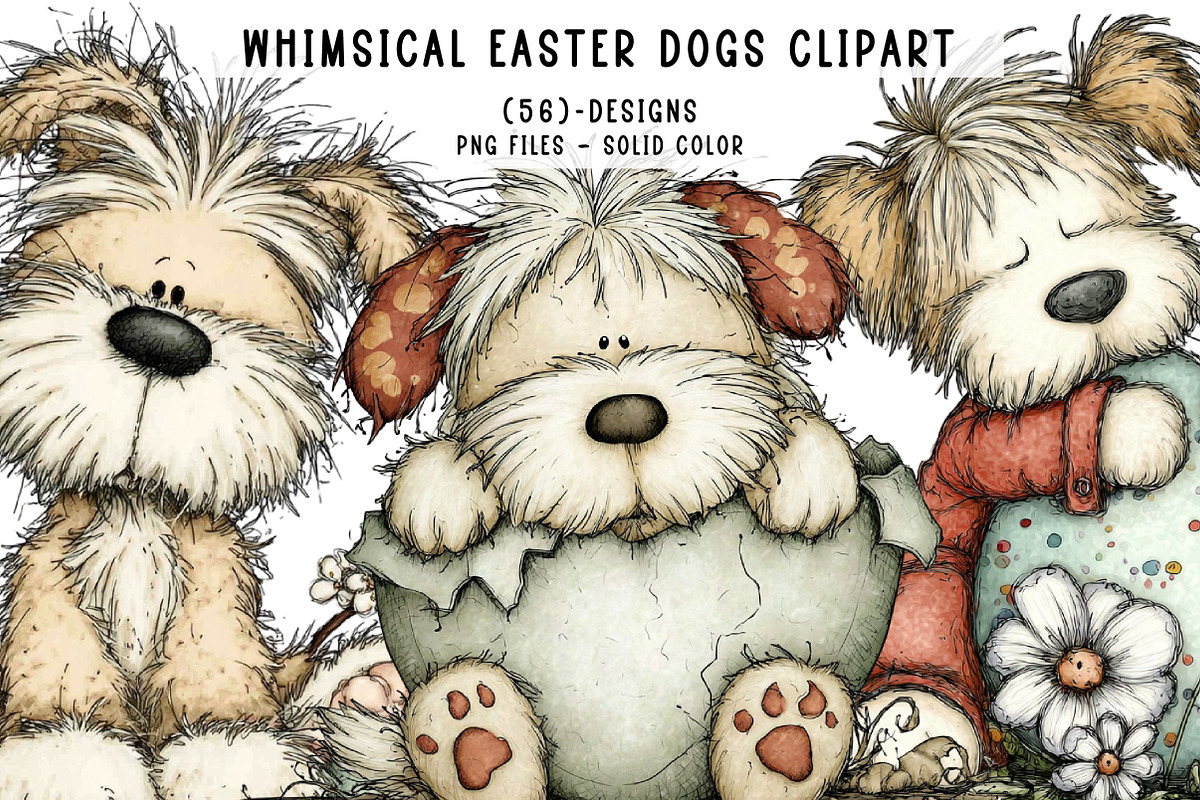 Whimsical easter dogs clipart, an Illustration by CreationArt (Photo 1 of 7)