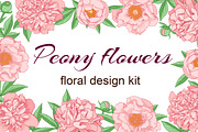 Peony Flowers Design Kit, a Decorative Illustration by Artspace (Thumbnail 1 of 6)