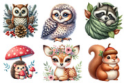 Woodland Cute Little Animal Clipart, an Illustration by Watercolor design (Thumbnail 2 of 4)