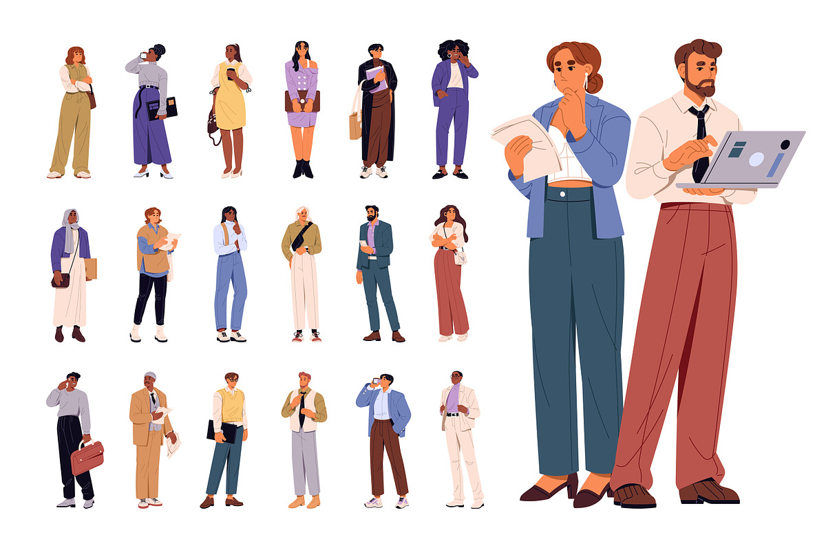 Modern diverse business people set, a Person Illustration by PaperTrident (Photo 1 of 11)