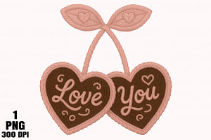 Faux Crochet Valentines Day Cherry P, an Illustration by Daily.Designs
