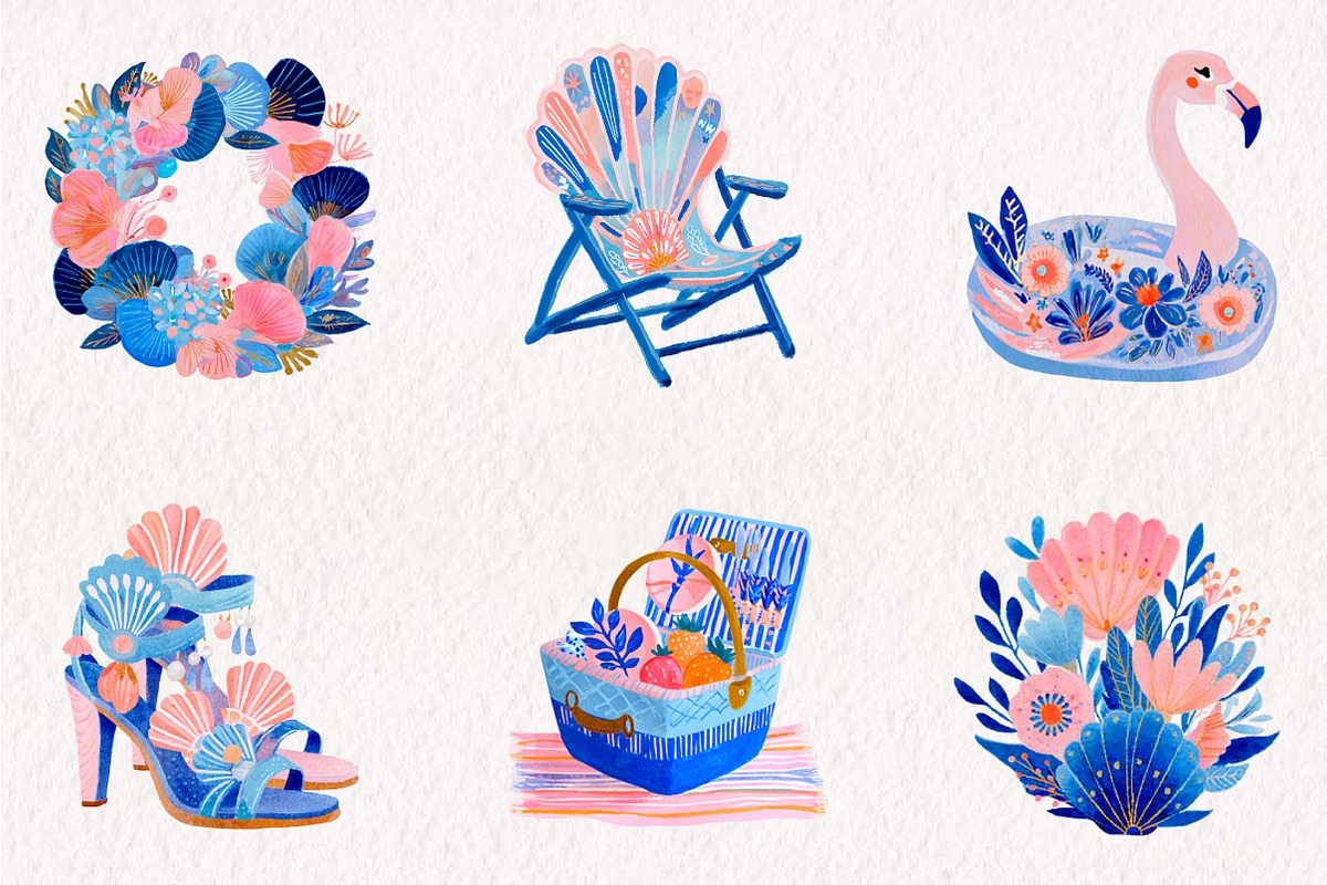 Preppy Coastal Clipart Set, a Work Illustration by CreationArt (Photo 3 of 7)