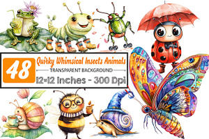 Quirky Whimsical Insects Animals PNG, an Illustration by DreamCafeArt