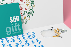 Gift Card With Ribbon Mockup