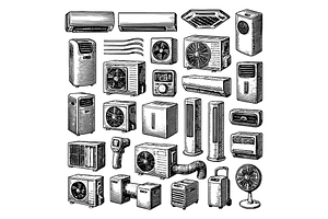 Air Conditioner Icon Set, an Object Graphic by RT Studio