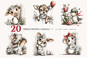 Spring Peeping Animals Clipart Set, an Animal Illustration by Bijou Bay (Thumbnail 2 of 4)