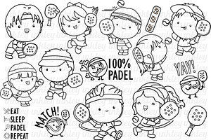 Padel Clipart - Cute Sports Clip Art, an Illustration by Inkley Studio