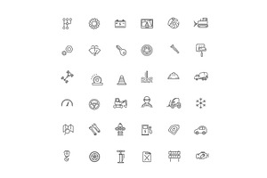 Auto repair service vector symbols, a Transportation Illustration by Tettygreen