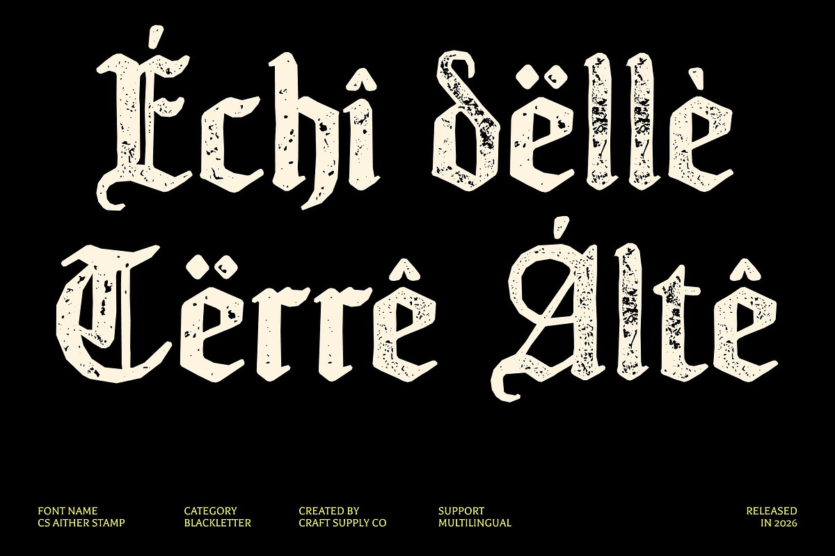 CS Aither Stamp, a Blackletter Font by Craft Supply Co. (Photo 7 of 8)