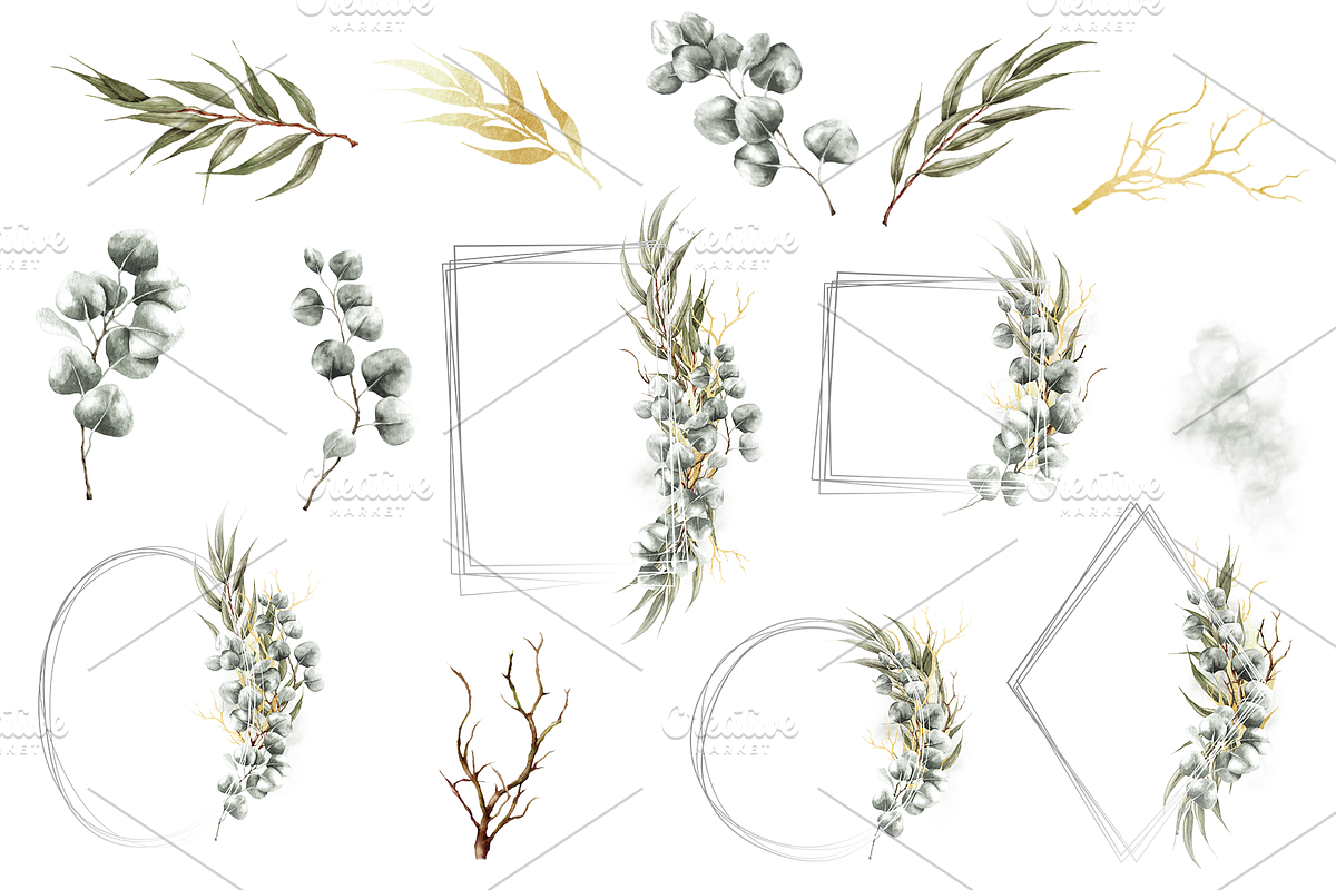 Eucalyptus Watercolor Illustrations, a Decorative Illustration by DioFlow (Photo 9 of 11)