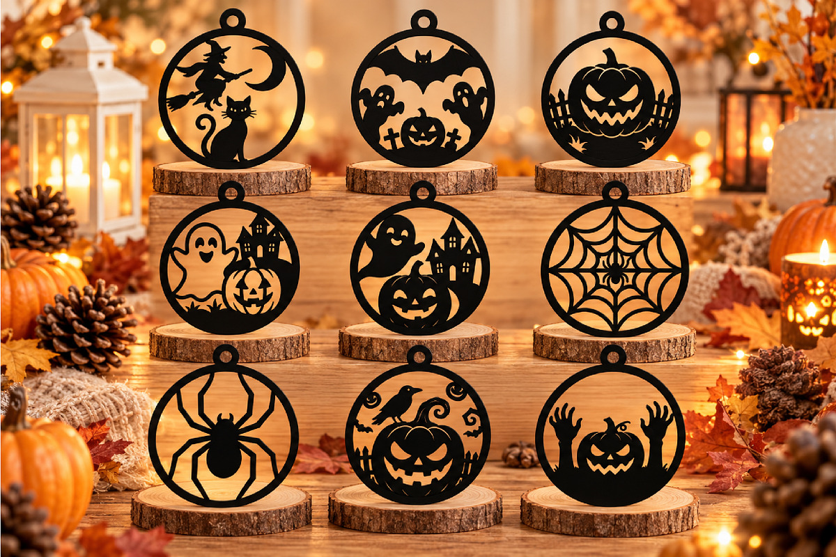 Halloween Ornaments Laser Cut SVG, an Object Graphic by DreamCafeArt (Photo 2 of 9)