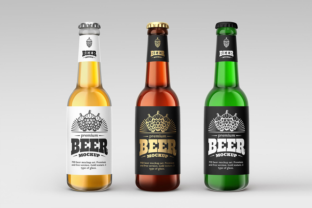 Beer Bottle Mockup Set, a Product Mockup by Free-PSD-Templates (Photo 4 of 6)