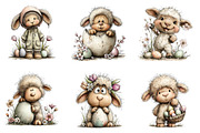 Whimsical Easter Sheep Clipart, an Illustration by Dream Creation (Thumbnail 6 of 6)