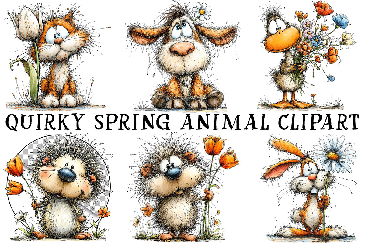 Quirky Spring Animal Clipart, an Illustration by OK Design (Photo 2 of 6)