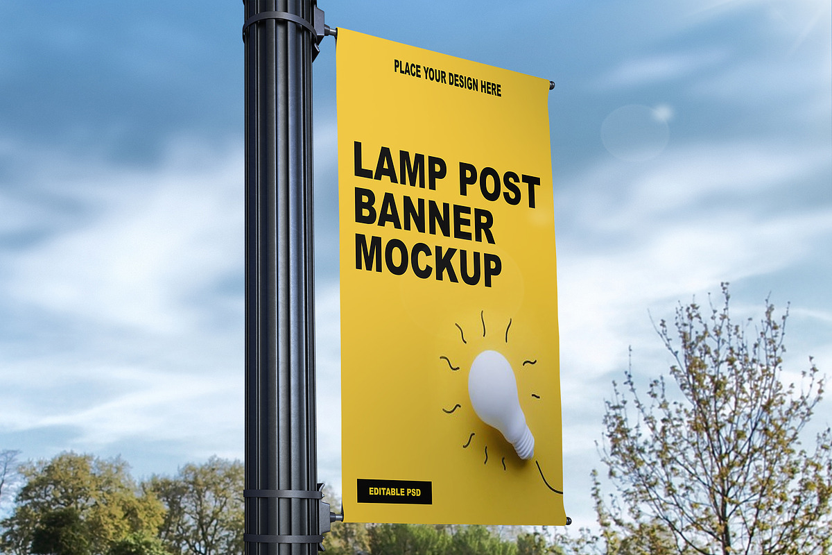 Lamp Post Banner Mockup, a Product Mockup by Designbuys (Photo 17 of 20)