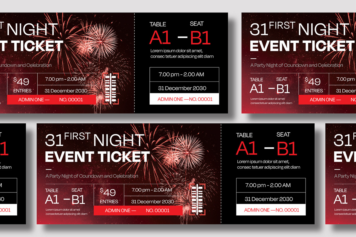 Modern Event Party Ticket Template, a Stationery Template by MightyDesign (Photo 2 of 6)