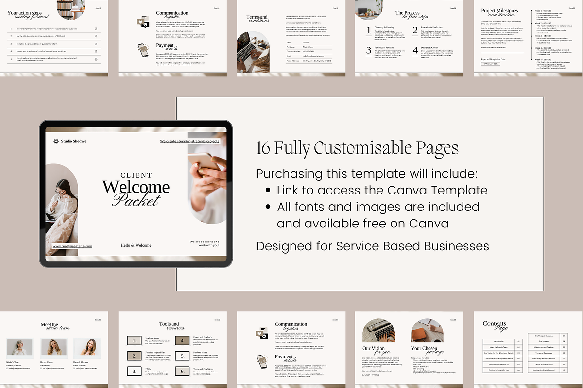 Client Welcome Packet Canva Template, a Marketing Template by Rise and Roar Design (Photo 2 of 6)