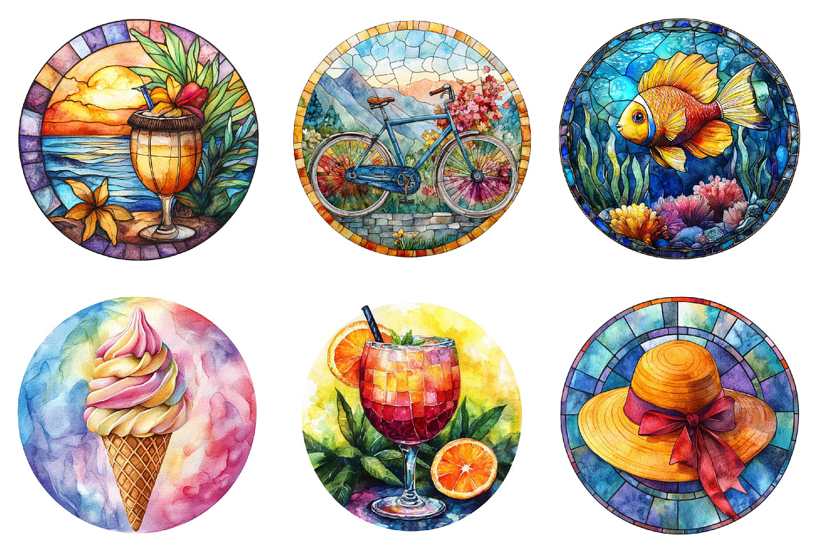Summer Stained Glass Sublimation, an Illustration by SinaCreation (Photo 2 of 5)