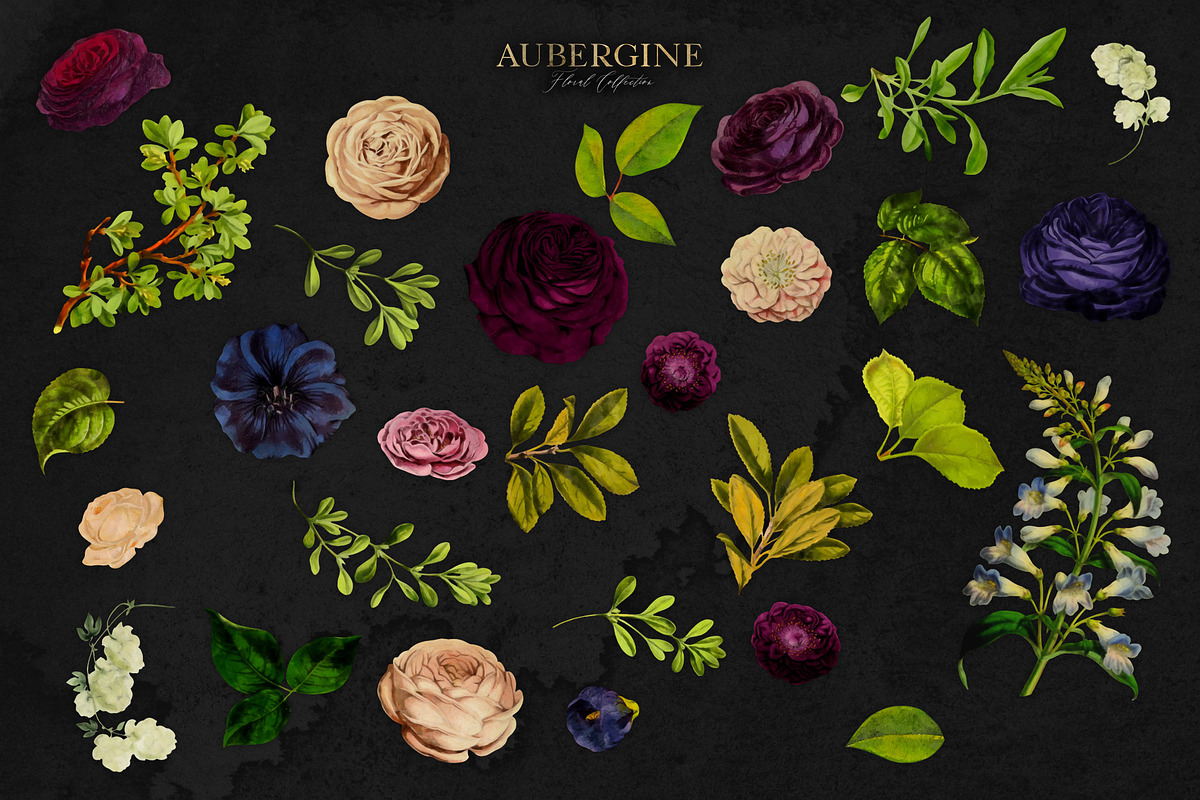 Aubergine Floral Clip Art, an Illustration by Eclectic Anthology (Photo 6 of 9)
