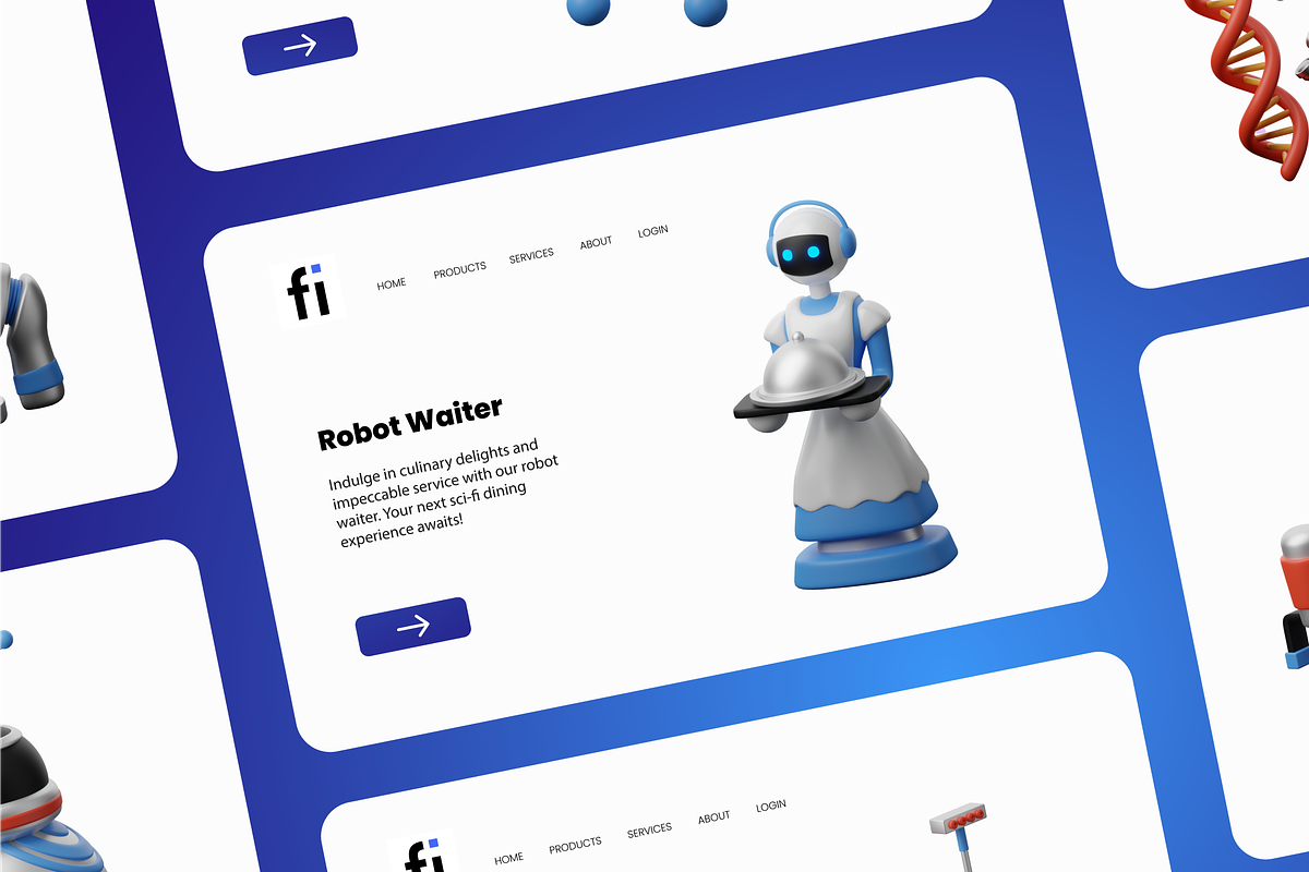 3D Robot Icon Set, an Object 3D Model by Flat Icons (Photo 7 of 8)