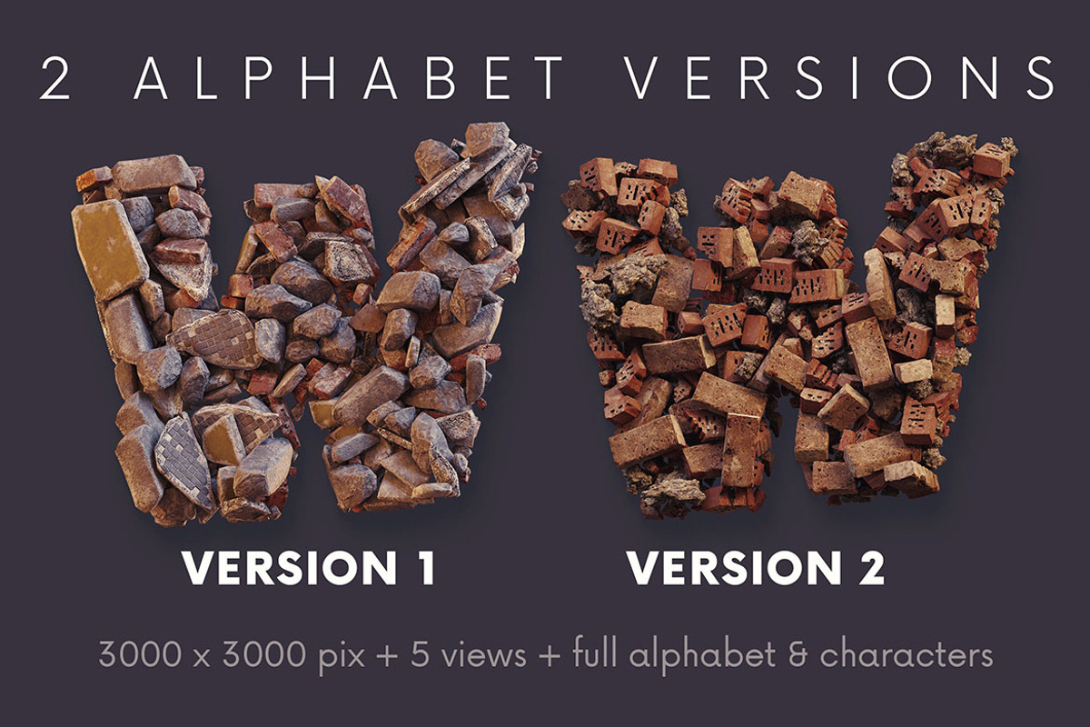 Broken Bricks - PNG Alphabet, an Object Graphic by MIIM (Photo 4 of 5)